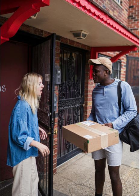 Package being delivered to customer