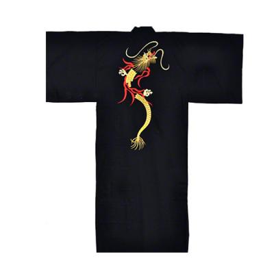 Exquisite Dragon of Flame Kimono for men. Cotton robe with embroidered dragon on both sides.