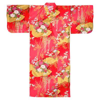 Kimono - Golden Bamboo and Clouds - Red